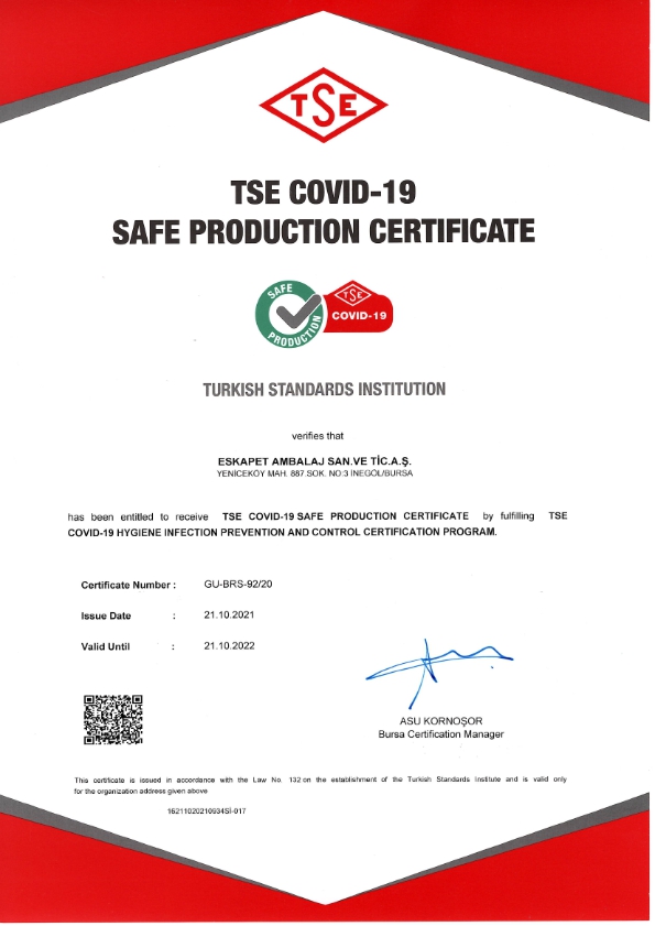 TSE Covid-19 Certificate