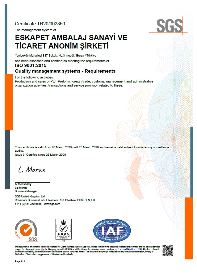 ISO 9001 Sertifikası