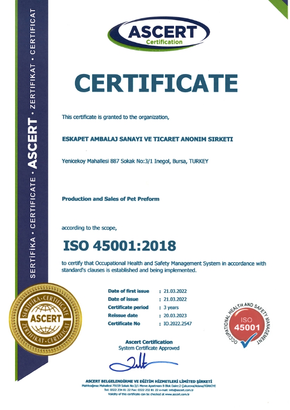 ISO 45001 Certificate