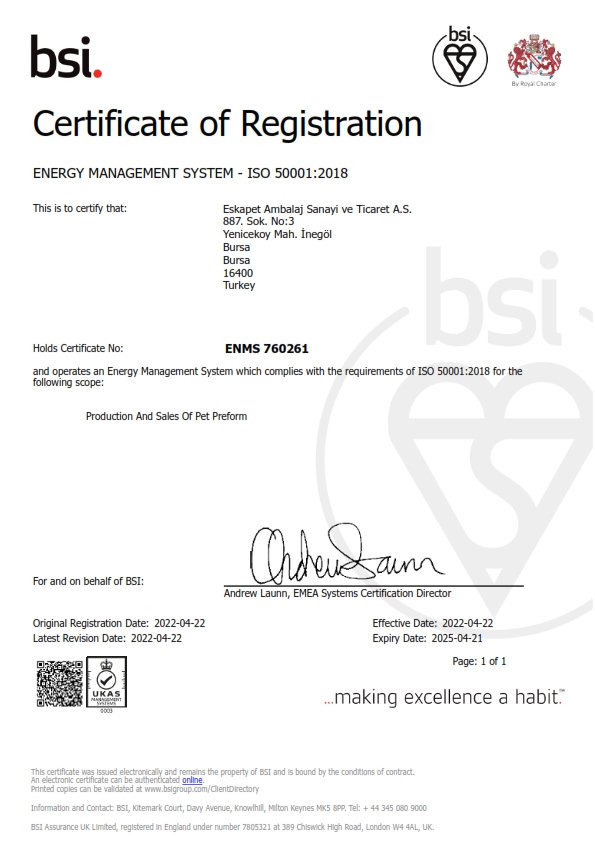 ISO 50001 Certificate