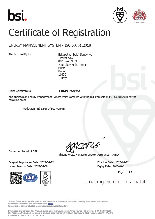 ISO 50001 Certificate